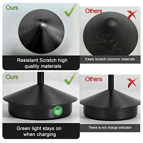 LIGHTJXDS Cordless Table Lamp, Portable LED Desk Lamp, Mordern Rechargeable Nightstand Lamp in Aluminum, Dimmable Table Light for Indoor Outdoor (Black)