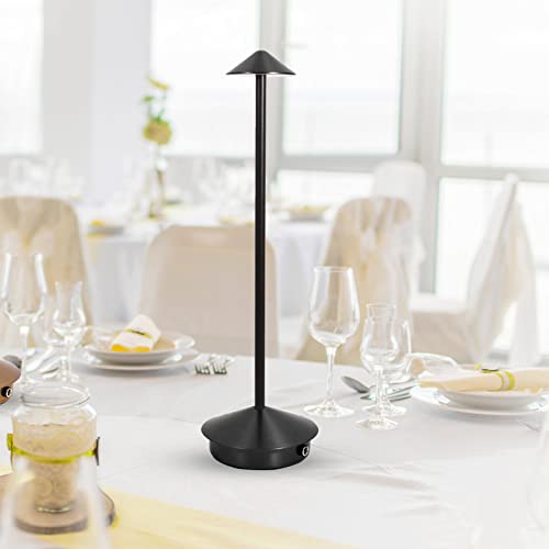 LIGHTJXDS Cordless Table Lamp, Portable LED Desk Lamp, Mordern Rechargeable Nightstand Lamp in Aluminum, Dimmable Table Light for Indoor Outdoor (Black)