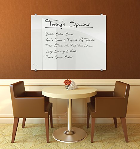 Best-Rite 72 x 48 x 1/8 Inches Visionary Magnetic Glass Whiteboard, Frameless, Glossy White,