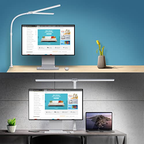 Modern Dual-Head LED Desk Lamp with Clamp