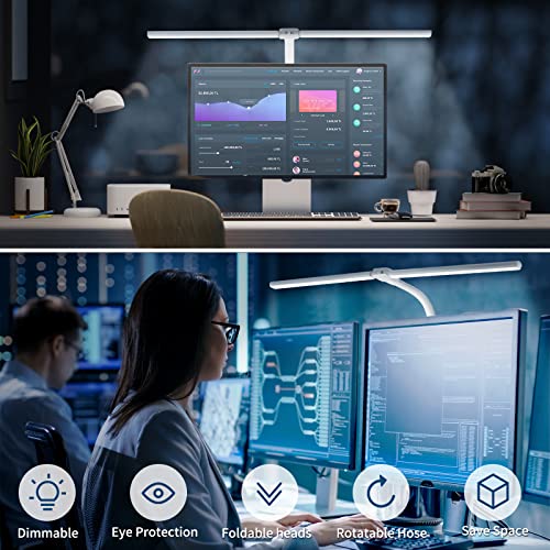 Modern Dual-Head LED Desk Lamp with Clamp