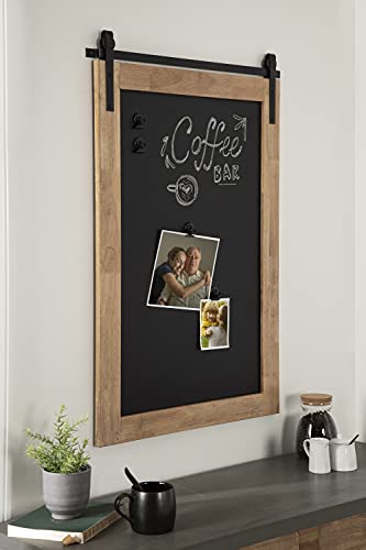 Kate and Laurel Samuels Wood Framed Chalkboard, 24 x 36, Rustic Brown and Charcoal, Magnetic Modern Farmhouse Wall Hanging Chalkboard