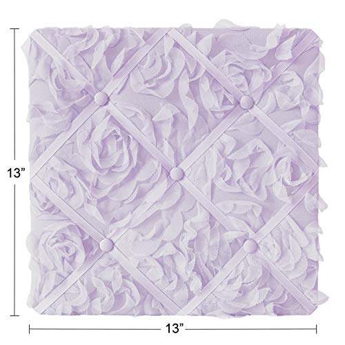 Sweet Jojo Designs Purple Floral Rose Fabric Memory Memo Photo Bulletin Board - Solid Light Lavender Flower Luxurious Elegant Princess Vintage Boho Shabby Chic Luxury Glam High End Roses