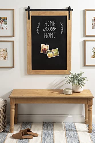 Kate and Laurel Samuels Wood Framed Chalkboard, 24 x 36, Rustic Brown and Charcoal, Magnetic Modern Farmhouse Wall Hanging Chalkboard