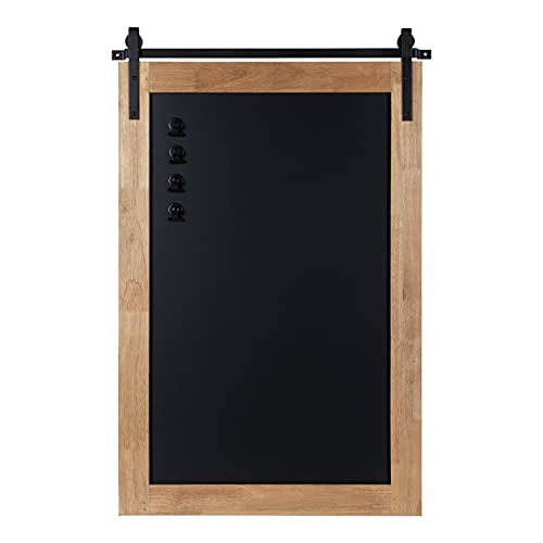 Kate and Laurel Samuels Wood Framed Chalkboard, 24 x 36, Rustic Brown and Charcoal, Magnetic Modern Farmhouse Wall Hanging Chalkboard