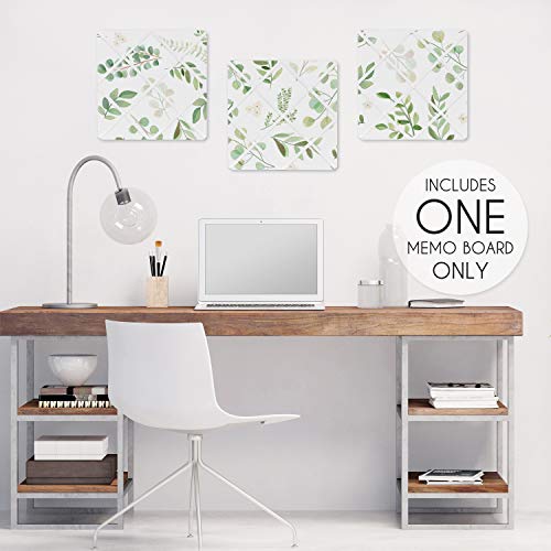Sweet Jojo Designs Floral Leaf Fabric Memory Memo Photo Bulletin Board - Green and White Boho Watercolor Botanical Woodland Tropical Garden