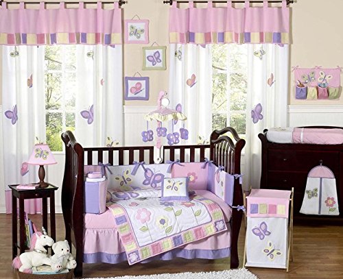 Pink and Purple Butterfly Fabric Memory/Memo Photo Bulletin Board by Sweet Jojo Designs
