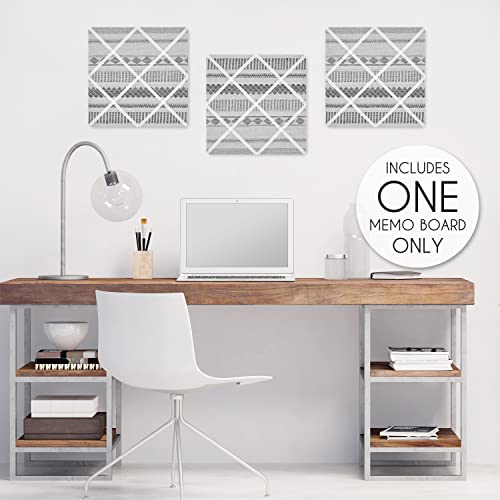 Sweet Jojo Designs Grey Boho Tribal Bohemian Fabric Memory Memo Photo Bulletin Board - Jacquard Aztec Gender Neutral Modern Geometric Stripes Gray Off White Ivory Textured Boho Chic Farmhouse Luxury