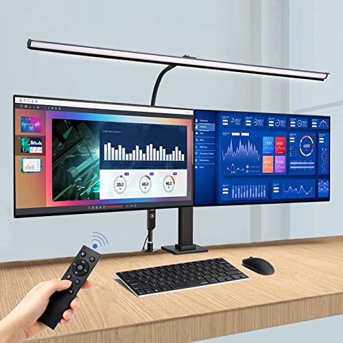 Aunkazey 37.4" Wide Architect Clamp Desk Lamps for Home Office,30W 2800LM Brightest Led Workbench Desk Light,3 Modes and 5 Brightness Tall Desk Lamp for Monitor Studio Reading