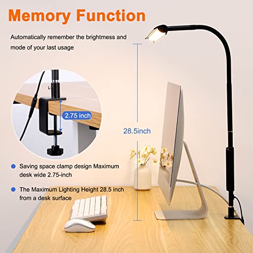 Aunkazey 37.4" Wide Architect Clamp Desk Lamps for Home Office,30W 2800LM Brightest Led Workbench Desk Light,3 Modes and 5 Brightness Tall Desk Lamp for Monitor Studio Reading