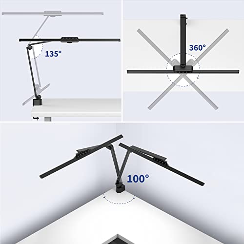 Kary LED Desk Lamp, Architect Desk Lamp with Clamp,31.5" Wide Bright Desk Lights-5 Color Modes,Auto Dimming,1800LM Flexible Desk Lamps for Home Office,Reading,Studying (Black)