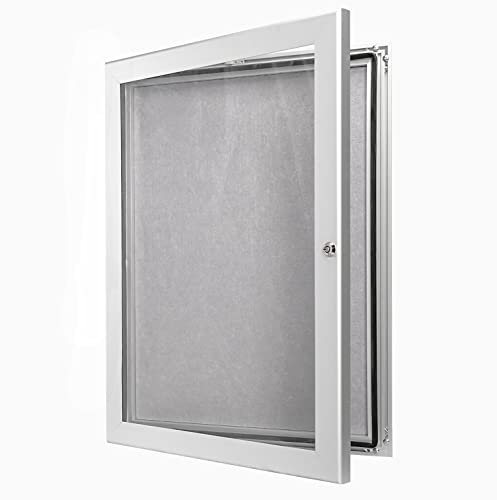 corpuwn Locking Enclosed Bulletin Board Aluminum Memo Board Wall Mount Noticeboard with Rubber Seal Tamperproof Single Door Display Case for Indoor Or Outdoor Use , 26.8×20 in
