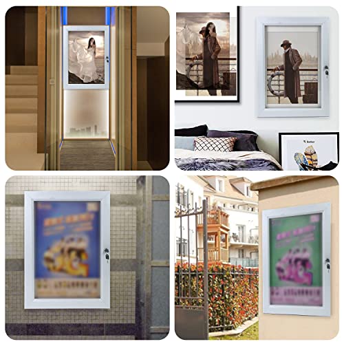 corpuwn Locking Enclosed Bulletin Board Aluminum Memo Board Wall Mount Noticeboard with Rubber Seal Tamperproof Single Door Display Case for Indoor Or Outdoor Use , 26.8×20 in