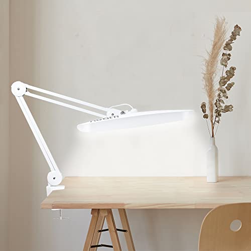 Neatfi XL 2,200 Lumens LED Task Lamp, 24W Super Bright Desk Lamp, 117 Pcs SMD LED, 4 Level Brightness, Dimmable, Task LED Light for Home, Office, Workbench (Non-CCT with Clamp, White)