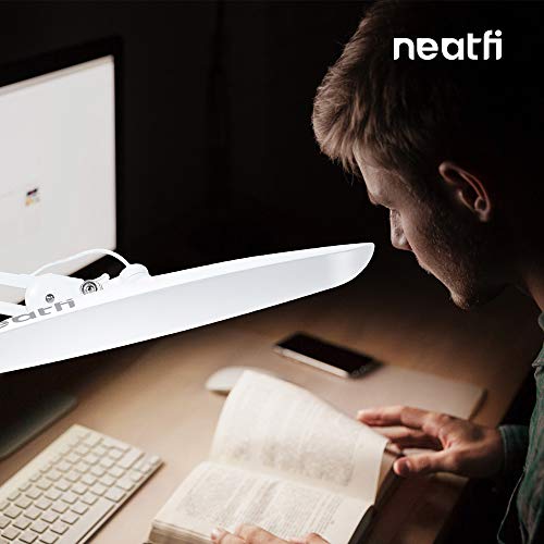 Neatfi XL 2,200 Lumens LED Task Lamp, 24W Super Bright Desk Lamp, 117 Pcs SMD LED, 4 Level Brightness, Dimmable, Task LED Light for Home, Office, Workbench (Non-CCT with Clamp, White)