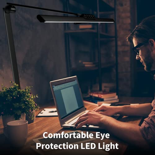 Kary LED Desk Lamp, Architect Desk Lamp with Clamp,31.5" Wide Bright Desk Lights-5 Color Modes,Auto Dimming,1800LM Flexible Desk Lamps for Home Office,Reading,Studying (Black)