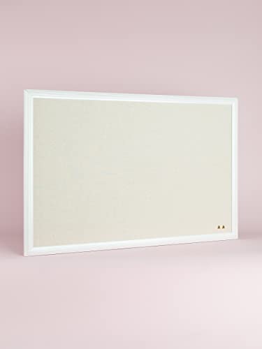 U Brands Farmhouse Linen Bulletin Board, 30 x 20 Inches, White Wood Frame (2074U00-01)