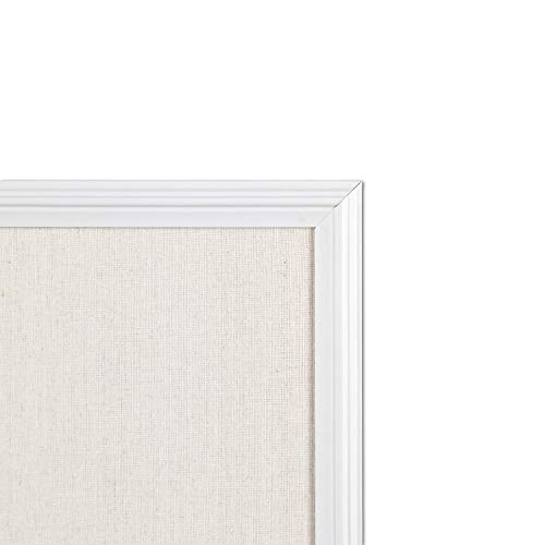 U Brands Farmhouse Linen Bulletin Board, 30 x 20 Inches, White Wood Frame (2074U00-01)