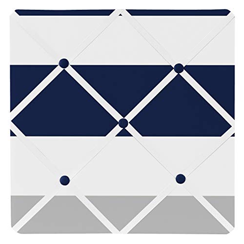 Navy Blue, Gray and White Fabric Memory/Memo Photo Bulletin Board for Stripe Collection
