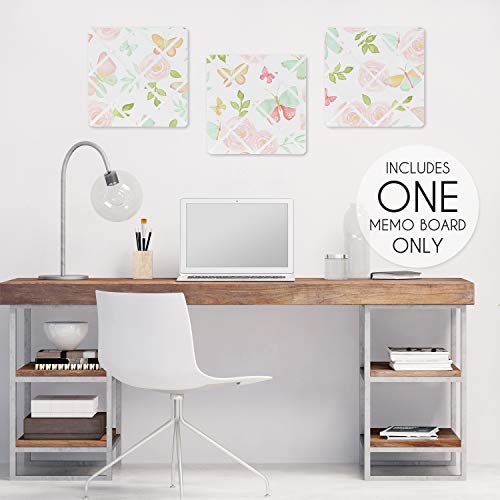 Sweet Jojo Designs Blush Pink, Mint and White Watercolor Rose Fabric Memory Memo Photo Bulletin Board for Butterfly Floral Collection