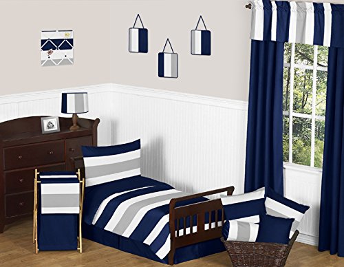 Navy Blue, Gray and White Fabric Memory/Memo Photo Bulletin Board for Stripe Collection