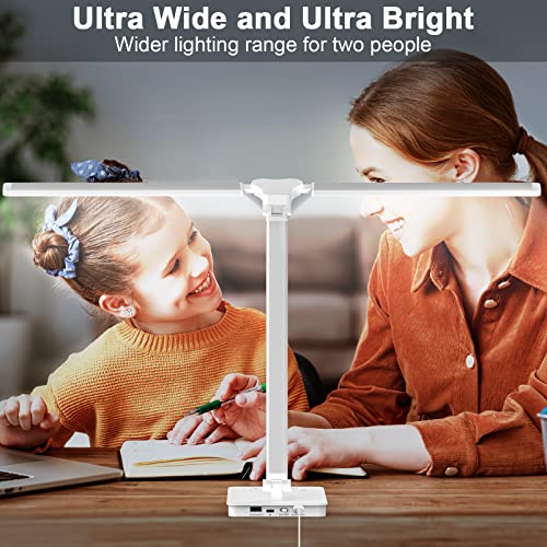 Bright LED Desk Lamp for Home Office - Dual Swing Arm Desk Light, Eye-Caring Architect Task Lamp, Adjustable Foldable Table Lamp, Dimmable Touch Control Desktop Lamp 5 Lighting Modes for Work/Study
