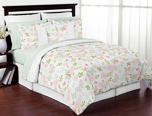Sweet Jojo Designs Blush Pink, Mint and White Watercolor Rose Fabric Memory Memo Photo Bulletin Board for Butterfly Floral Collection