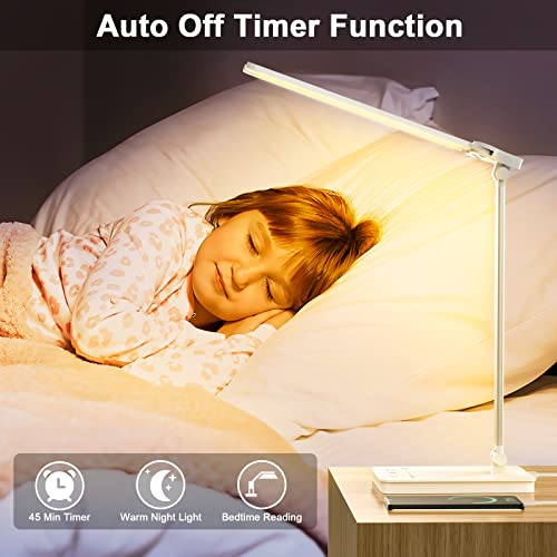 Bright LED Desk Lamp for Home Office - Dual Swing Arm Desk Light, Eye-Caring Architect Task Lamp, Adjustable Foldable Table Lamp, Dimmable Touch Control Desktop Lamp 5 Lighting Modes for Work/Study