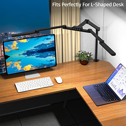 EPABINA Transformable LED Desk Lamp, 41.5" Large Architect Desk Lamp with Clamp, Desk Light with 3 Light Bars for Home Office, 24W Auto Dimming Office Lighting Table Light for L Shaped Desk