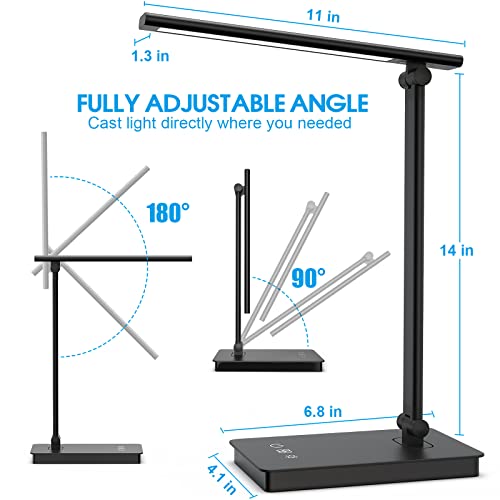 BEYONDOP LED Desk Lamp for Home Office, Dimmable Eye-caring Reading Desk light with 5 Lighting & 5 Brightness Level, Touch Control, Foldable Table Desk Lamp for Bedside Office Study Reading Work Study