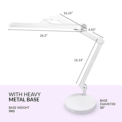 Neatfi 3,500 Lumens Ultra Task Lamp, 26 Inches Metal Lamp, Dimmable, 45W Super Bright LED Desk Lamp, 270 Pcs SMD LEDs (Non-CCT with Base, White)