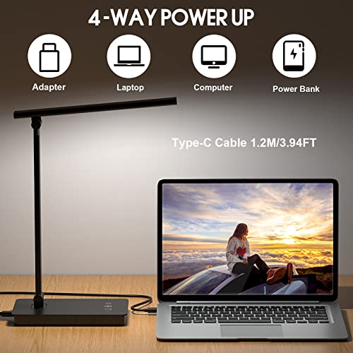 BEYONDOP LED Desk Lamp for Home Office, Dimmable Eye-caring Reading Desk light with 5 Lighting & 5 Brightness Level, Touch Control, Foldable Table Desk Lamp for Bedside Office Study Reading Work Study