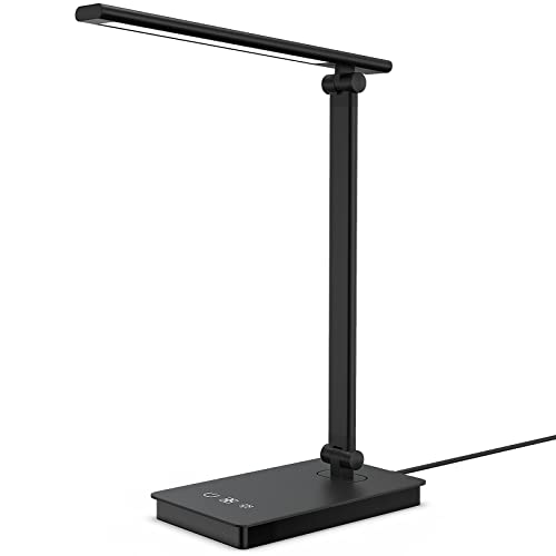 BEYONDOP LED Desk Lamp for Home Office, Dimmable Eye-caring Reading Desk light with 5 Lighting & 5 Brightness Level, Touch Control, Foldable Table Desk Lamp for Bedside Office Study Reading Work Study