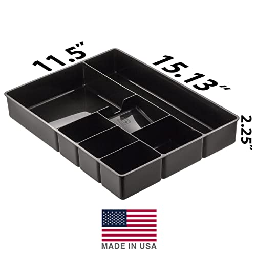 Officemate Deep Drawer Organizer Tray, 8 Compartments, 2 1/4"H x 15 1/8"W x 11 1/2"D, Black