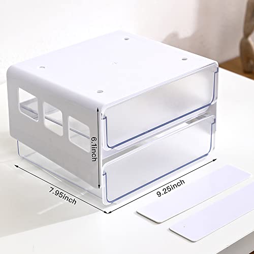 submatches Under Desk Drawer Organizer Slide Out, Hidden Self- adhesive Drawer with 2 Layers for Office/Classroom/Home, White