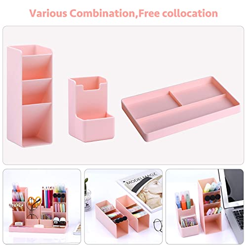 Cute Vertical Pen Organizer, Kawaii Desk Organizer Pen Holder Stationery, Marker Pencil Storage Caddy Tray for Office, School, Home & Art Supplies - Pink