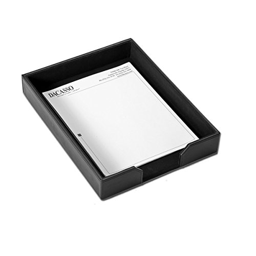 Dacasso Wood & Leather Set Luxury Leather Desk Pad & Desk Organization Essentials, 6 Piece, Black