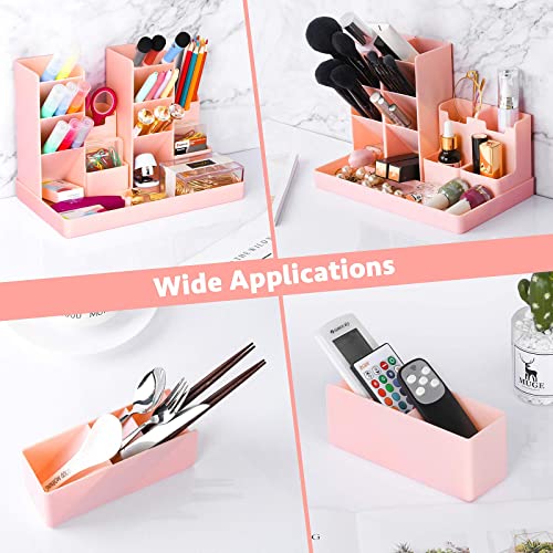 Cute Vertical Pen Organizer, Kawaii Desk Organizer Pen Holder Stationery, Marker Pencil Storage Caddy Tray for Office, School, Home & Art Supplies - Pink