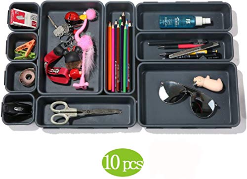 Backerysupply Interlocking Desk Drawer Organizer Separators for Kitchen, Bathroom, Makeup, Office (Set of 10)