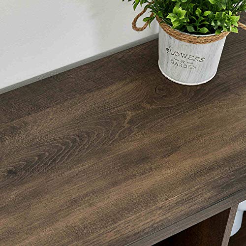 FATORRI 8 Cube Storage Organizer Bookshelf, Rustic Wood Cubby Bookcase, Industrial Horizontal Long Shelf for Living Room (Walnut Brown, 62 Inch)