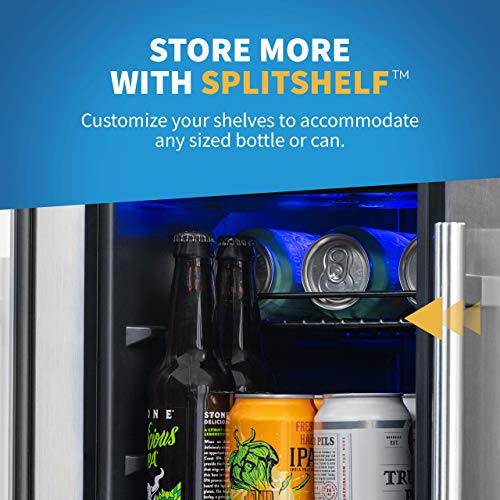NewAir 20 Bottle 60 Can French Door Wine And Beverage Cooler - White Red Wine Countertop Fridge - Stainless Steel With Digital Temperature Controls and Key lock