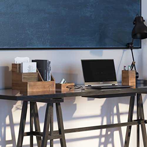3-Piece Rustic Wooden Desk Organizer Set