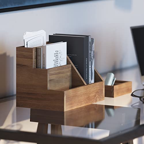 3-Piece Rustic Wooden Desk Organizer Set
