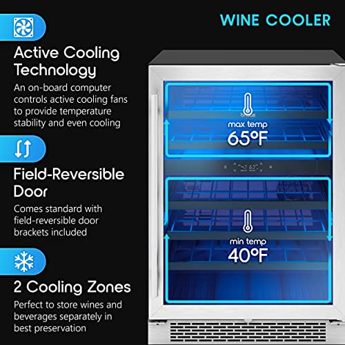 Zephyr Brisas 24 Inch Brisas Dual Zone Wine Cooler From cool to cold, two temperature zones give you tons of flexibility when storing red and white and pink wines.
