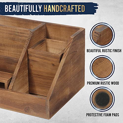 3-Piece Rustic Wooden Desk Organizer Set