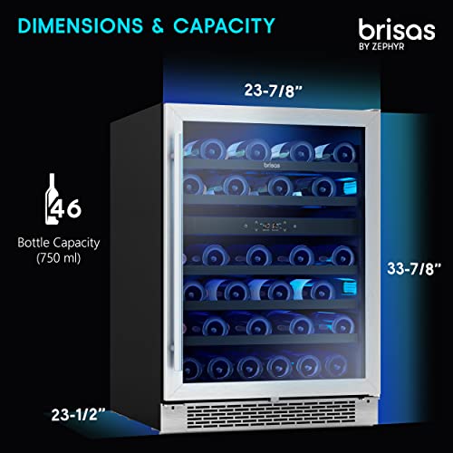 Zephyr Brisas 24 Inch Brisas Dual Zone Wine Cooler From cool to cold, two temperature zones give you tons of flexibility when storing red and white and pink wines.