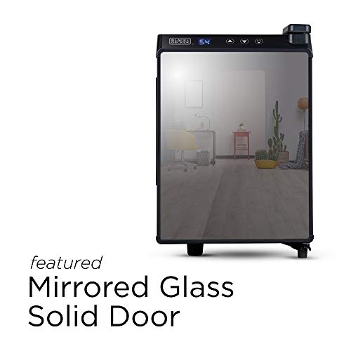 BLACK+DECKER 6 Bottle Wine Fridge, Wine Cooler with Mirrored Front, Mini Wine Fridge Thermoelectric, BD60316
