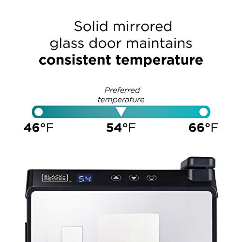 BLACK+DECKER 6 Bottle Wine Fridge, Wine Cooler with Mirrored Front, Mini Wine Fridge Thermoelectric, BD60316