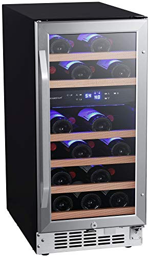 EdgeStar CWR263DZ 15 Inch Wide 23 Bottle Built-In Wine Cooler with Dual Cooling Zones