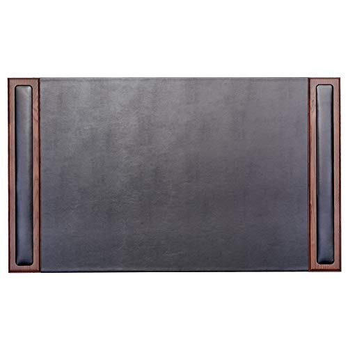 Dacasso Wood & Leather Set Luxury Leather Desk Pad & Desk Organization Essentials, 7 Piece, Walnut & Black